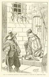 Earl of Strafford erhält Lauds Segen auf dem Weg zur Hinrichtung (1641) (Gravur)