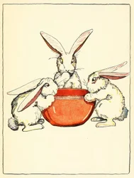 Flopsy, Mopsy und Cotton-Tail hatten Brot und Milch und Brombeeren zum Abendessen