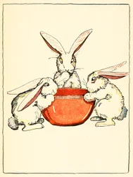 Flopsy, Mopsy und Cotton-Tail hatten Brot und Milch und Brombeeren zum Abendessen, 1916