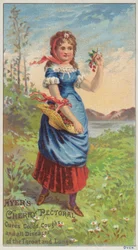 Mädchen trägt Korb mit Kirschen