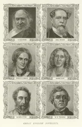 Große englische Romanautoren, R. Blackmore, Charles Dickens, Charlotte Bronte, George Eliot, Bulwer-Lytton, W. M. Thackeray
