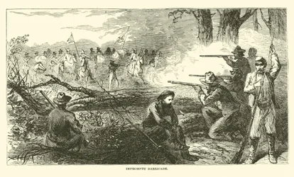 Improvisierte Barrikade, Juli 1863