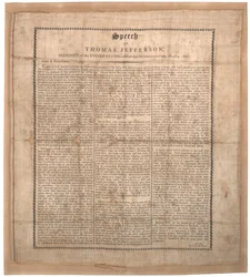 Jeffersons erste Antrittsrede, gedruckt von Pechin, Baltimore, 4. März 1801