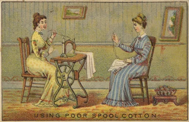 Damen nähen mit schlechtem Faden