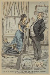 Kleid der Dame mit ägyptischem Tenexine am Boden festgeklebt