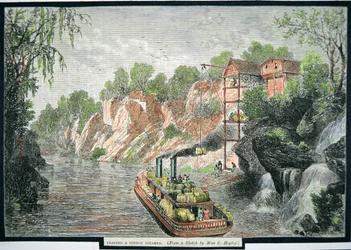 Beladen des Dampfschiffs mit Baumwollballen von einer Plantage, um 1860