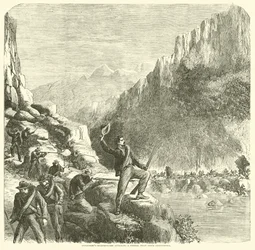 Longstreets Scharfschützen greifen einen Bundeszug oberhalb von Chattanooga an, Oktober 1863