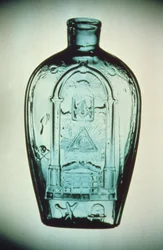Formgeblasene Freimaurerflasche, Keene (Marlboro St.) Glassworks, um 1815-17