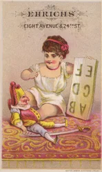Mr. Punch mit Alphabet und jungem Mädchen