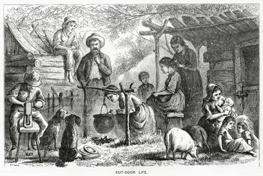 Leben im Freien, Illustration für eine Feature-Story, A Community of Outcasts, aus Appletons Journal
