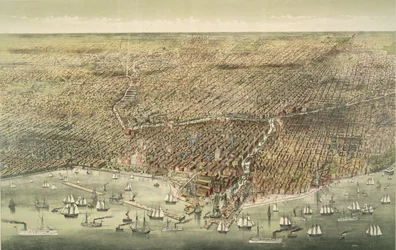 Panoramablick auf die Stadt Chicago, veröffentlicht 1892