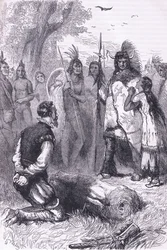 Pocahontas rettet Captain Smiths Leben, Illustration aus Cassell