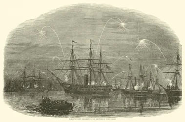 Porters Flotte feiert die Eroberung von Fort Fisher, Januar 1865