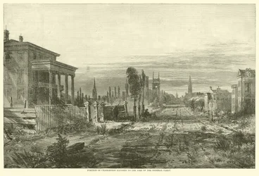 Teil von Charleston, der dem Feuer der Bundesflotte ausgesetzt ist, August 1863