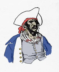 Porträt eines Piraten. „Book of pirates Buccaneers and Marooners of the Spanish Main“ von Howard Pyle (1853 - 1911), amerikanischer Illustrator. 1887