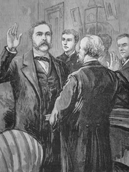 Präsident Chester A. Arthur legt den Amtseid nach dem Tod von James Garfield am 20. September 1881 ab