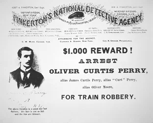 Belohnungsplakat für die Verhaftung von Oliver Perry, herausgegeben von Pinkerton