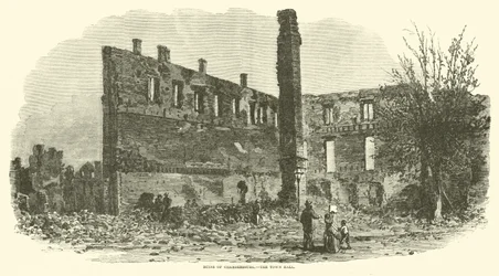 Ruinen von Chambersburg, das Rathaus, September 1864