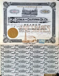 Aktienzertifikat für die Sedalia and Californian Oil Company, USA, 1901