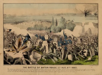 Die Schlacht von Baton Rouge, La. 4. August 1862, veröffentlicht von Currier & Ives, ca. 1862