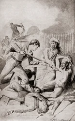 Die Schlacht von Quallah Battoo im Jahr 1832, aus 