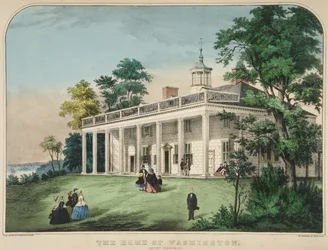 Das Haus von Washington, Mount Vernon, Va., veröffentlicht ca. 1857, Farblithographie