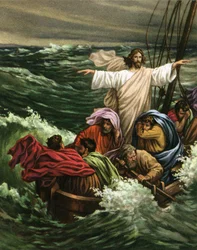 Das Wunder Christi, wie er den Sturm auf dem See Genezareth beruhigt