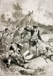 Der Tod von Major John Pitcairn der britischen Marines bei der Schlacht von Bunker Hill
