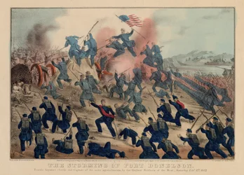 Der Sturm auf Fort Donelson, veröffentlicht von Currier & Ives, 1862