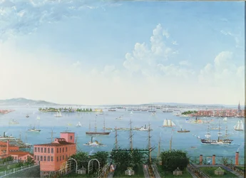 Blick auf den Hafen von New York von Brooklyn Heights, ca. 1860