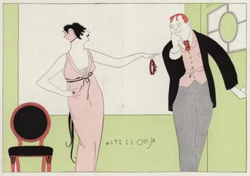 Frau beschuldigt ihren Mann der Untreue, eine Szene aus der Kurzgeschichte Circumstantial Tokens von J A Waldron