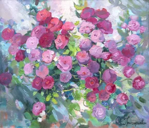 Blühender Rosengarten