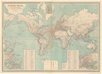 Weltkarte der Dampfschiffe und Elektrizität