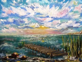 Friedlicher Sonnenuntergang am Pier