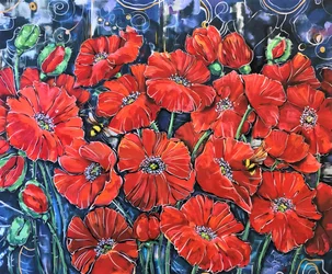 Lebendige Mohnblüte