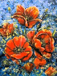 Vibrante rote Mohnblumen
