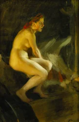 Auf dem Bett; Pa Sangkanten, 1910