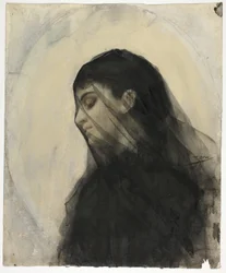 Kopf einer verschleierten Frau