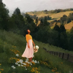 Frau im Wildblumenfeld