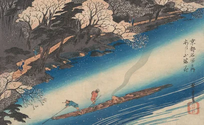 Kirschblüten in Arashiyama, aus der Serie Berühmte Orte von Kyoto, ca. 1834