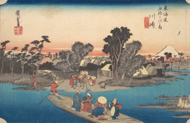 Fähre über den Rokugo-Fluss, ca. 1834
