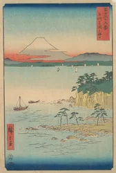 Fuji von Miura, Sagami Soshu Miura no Kaijo, aus der Serie Sechsunddreißig Ansichten des Berges Fuji, 1858
