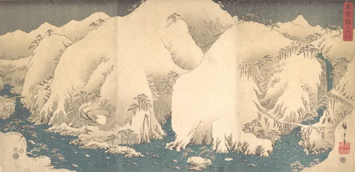 Die Kiso-Berge im Schnee, datiert 8. Monat des Schlangenjahres, 1857