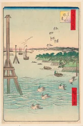 Blick auf die Shiba-Küste aus der Serie Hundert berühmte Ansichten von Edo
