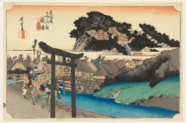 Yugoyoji-Tempel (Fugisawa), in Die dreiundfünfzig Stationen der Tokaido-Straße (Tokaido Gojusan Tsugi-no Uchi)