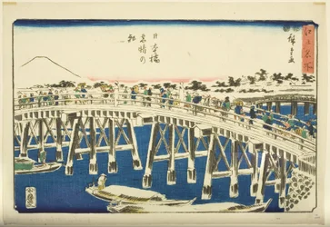 Klarer Morgen nach Schnee an der Nihonbashi-Brücke