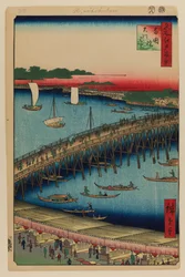 Ryogoku-Brücke und das große Flussufer