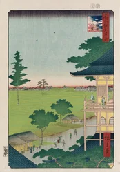 Sazai-Halle, Fünfhundert Raken [Tempel], aus der Serie "Hundert Ansichten berühmter Orte in Edo"