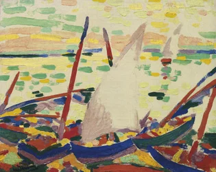 Boote am Strand von Collioure