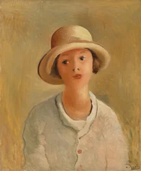 Porträt von Geneviève mit Strohhut, Nichte des Malers